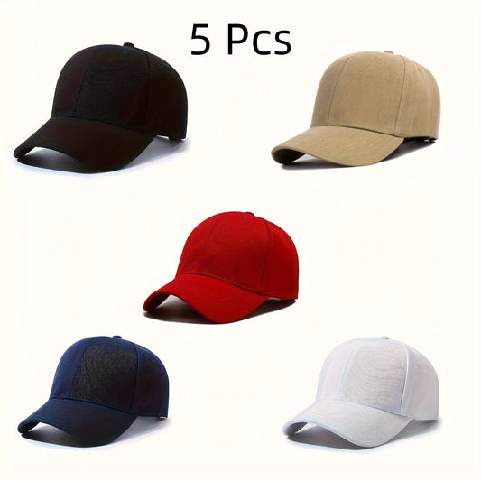 Baseball Cap Set 5 Unisex Adjustable Polyester Hats