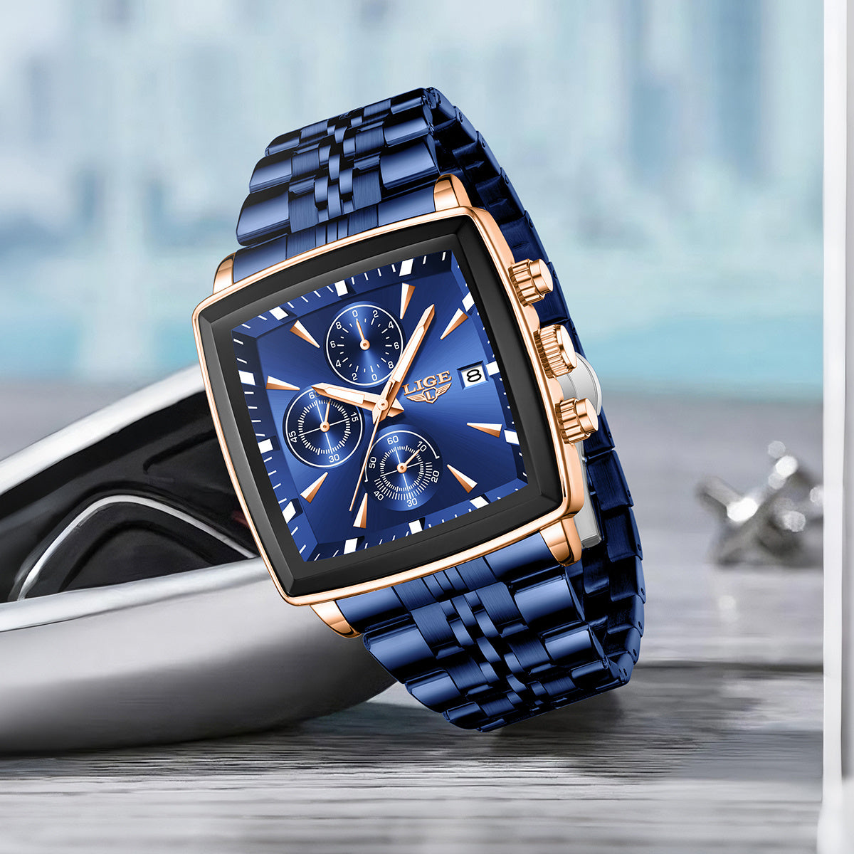 LIGE Men's Quartz Analog Watch With Calendar Display