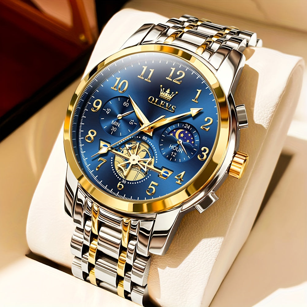 OLEVS Men's Dress Watch With Calendar Luminous Dial Stainless Steel