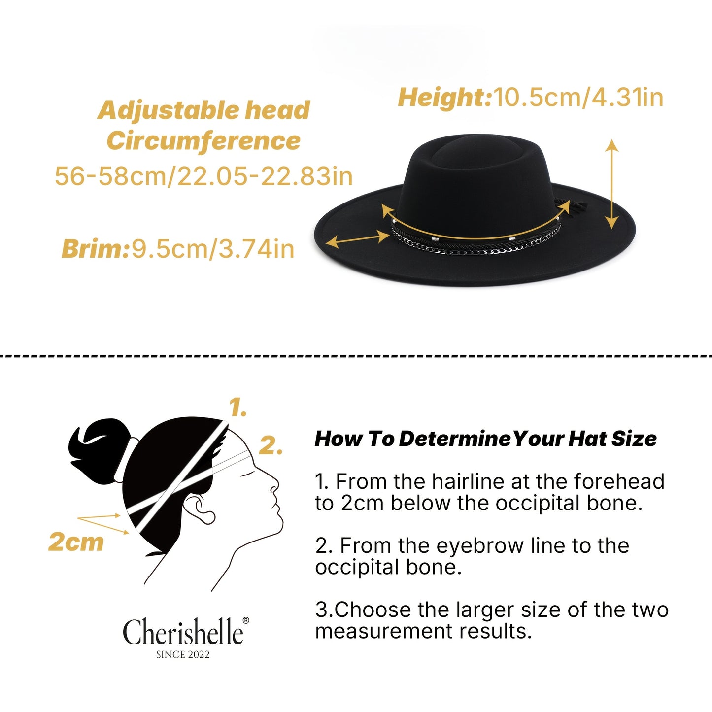 Fashionable Wide-Brim Women's Fedora Hat with Silvery Chain, Dome-Topped Felt Hat, 9.5cm Wide Brim Punk Rock Style Jazz Hat, Thickened Stylish Top Hat