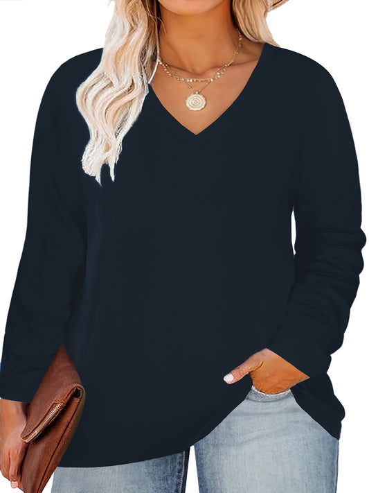 Plus Size Tops For Women Long Sleeve V Neck Tunic Tees