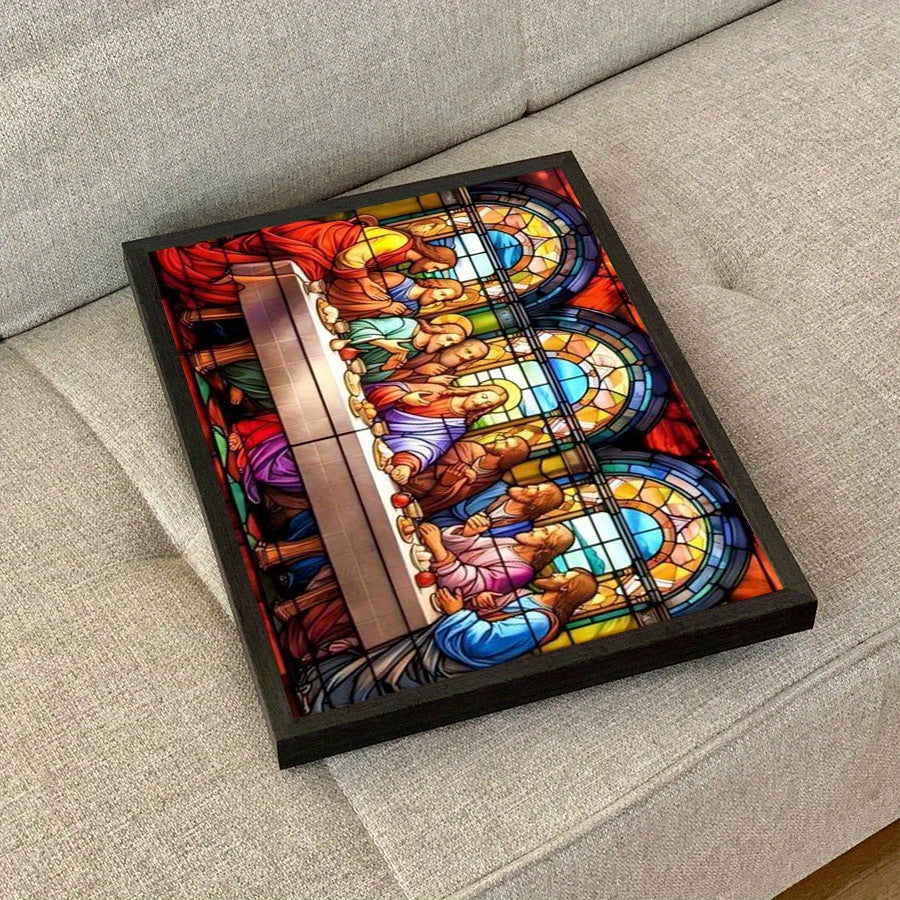 5D Diamond Painting Kit Stained Glass Last Supper Round Diamonds