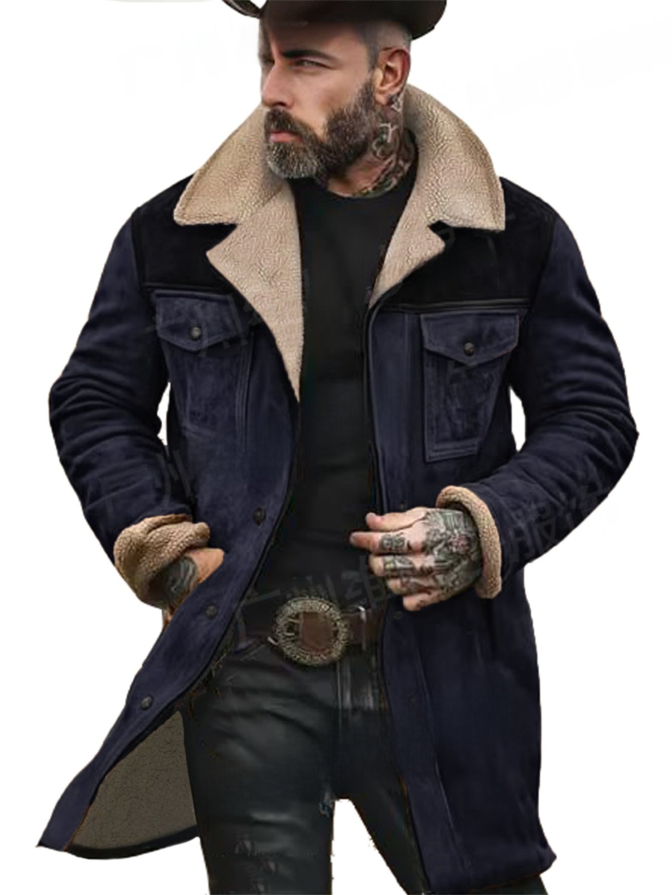 Men's Winter Single-Breasted Jacket With Multi-Pocket Design