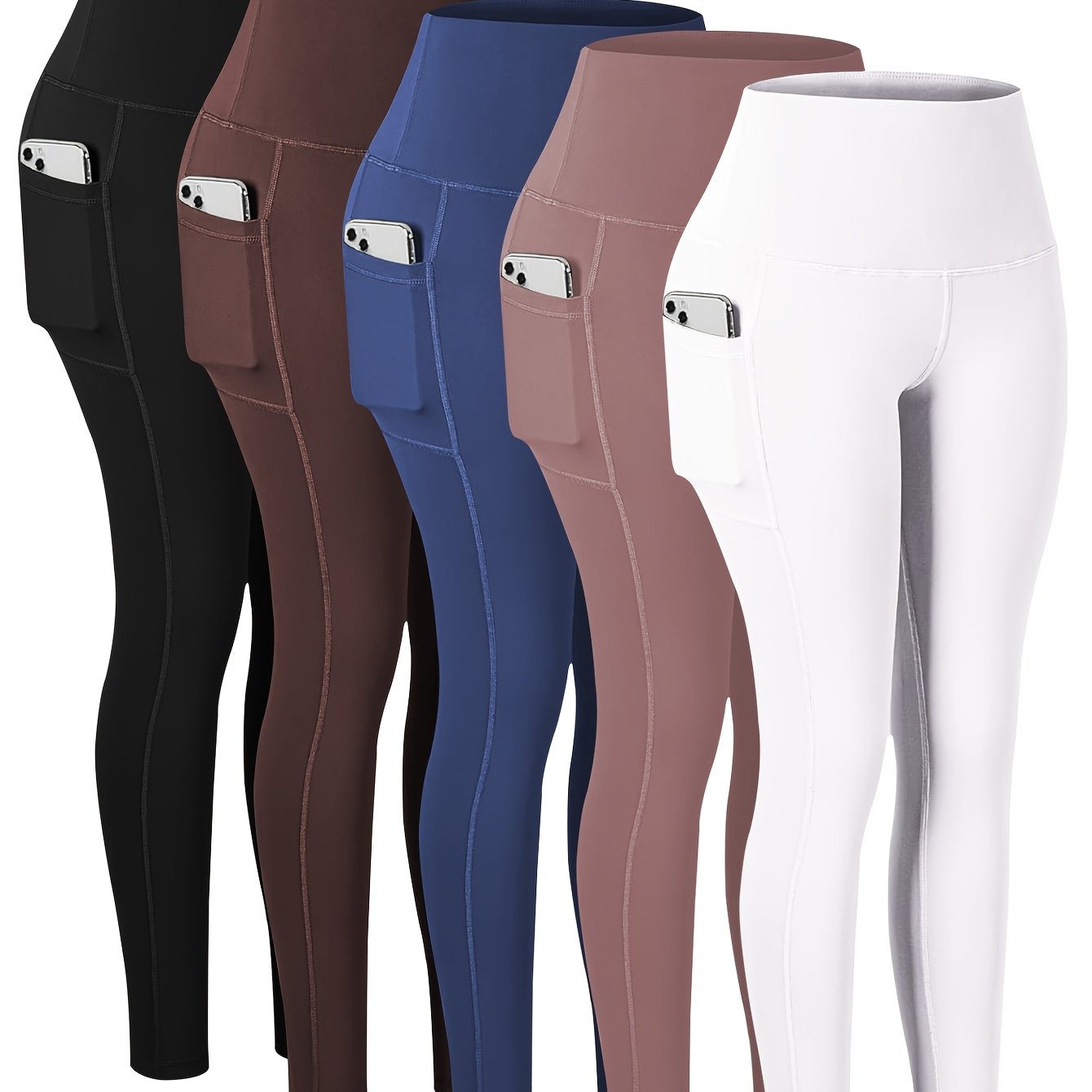 Women's Plus-Size High-Waisted Yoga Pants With Pockets