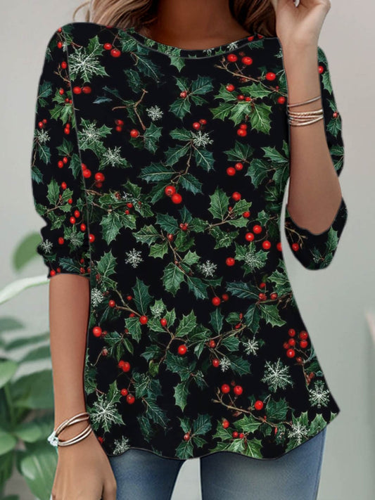 Breathable Floral Print Blouse For Casual And Workwear