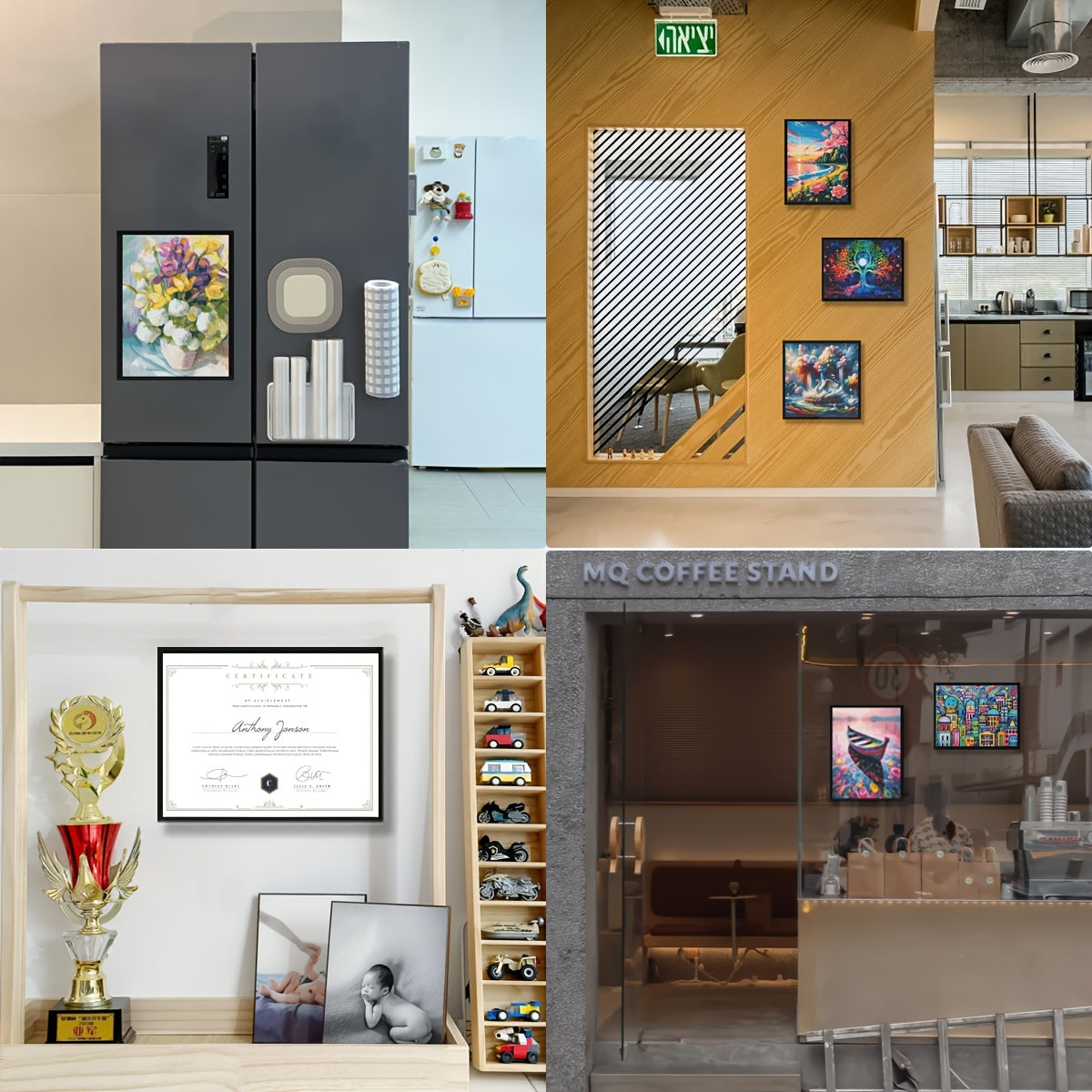 JOZYSH Diamond Magnetic Art Frames Self Adhesive Display Racks