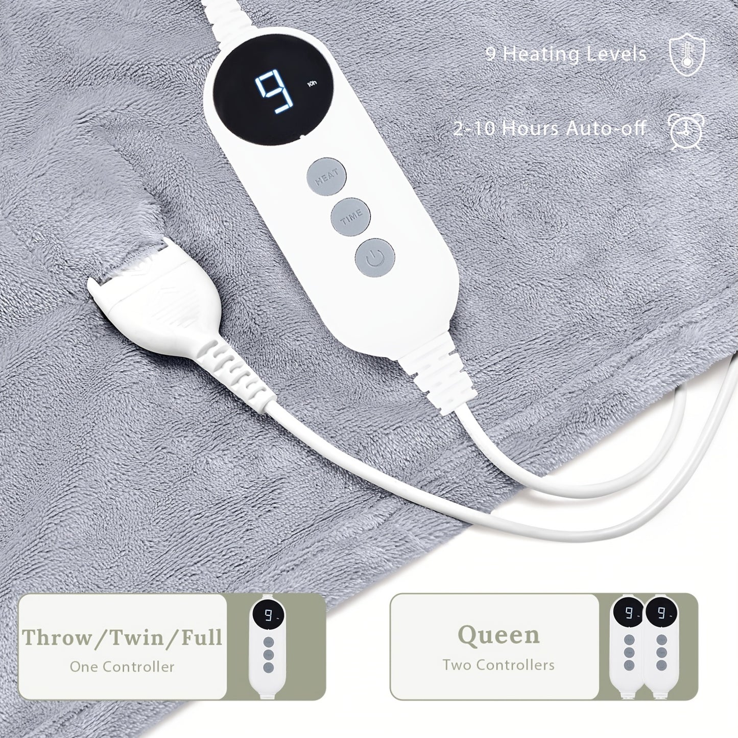 SAMEBED Heated Electric Blanket With Auto Off And 9 Settings