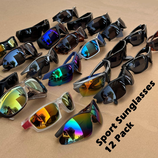 12 Pairs Sport Sunglasses Adult Unisex with UV400 Lens