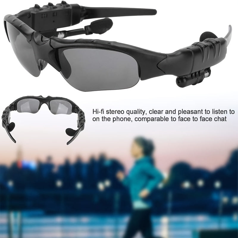 Wireless Glasses Wireless Headset, Support Hands-free Calls And Music, Smart Glasses, Plastic Opening And Closing Design, Volume Control Button, Built-in Condenser Microphone, USB Charging, 30 MAh Rechargeable Polymer Battery