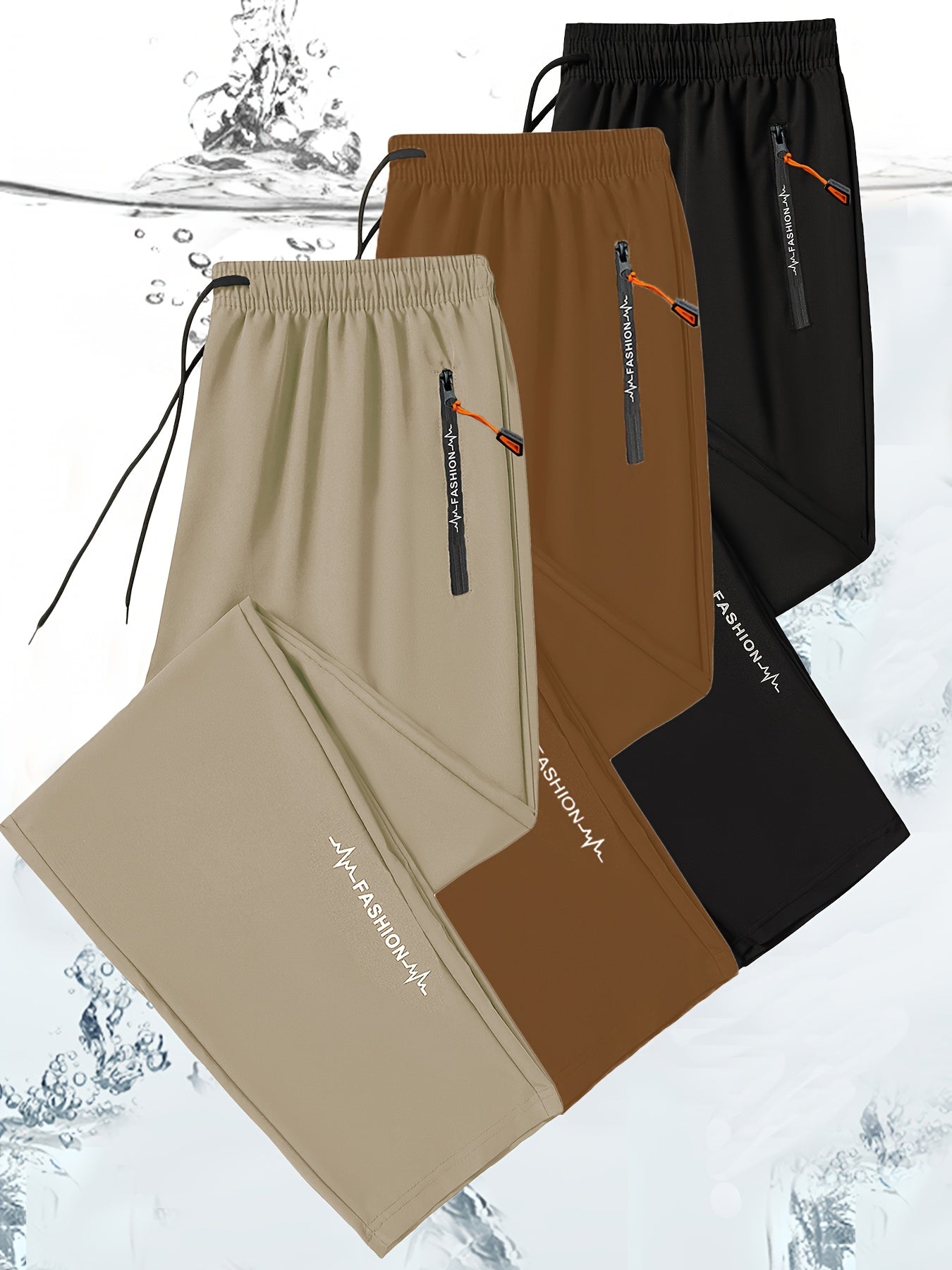 3 Pack Mens All Season Workout Pants With Zipper Pocket