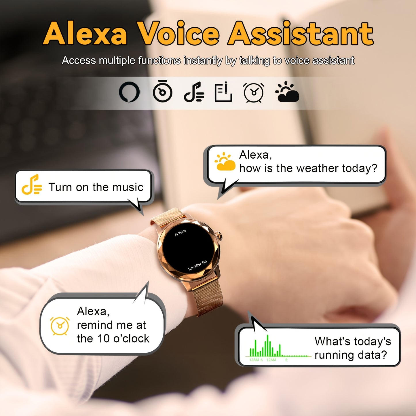 HOMAILIDA Women Smartwatch Fitness Tracker With Calls And USB Charging