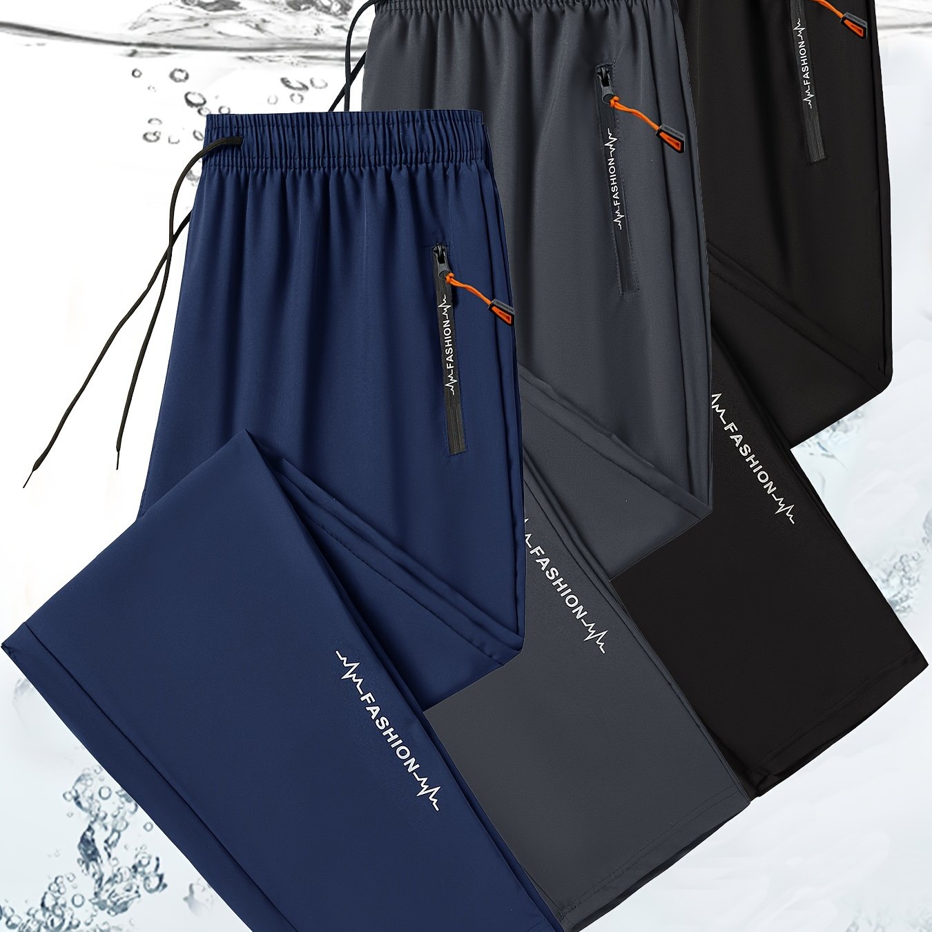 3 Pack Mens All Season Workout Pants With Zipper Pocket