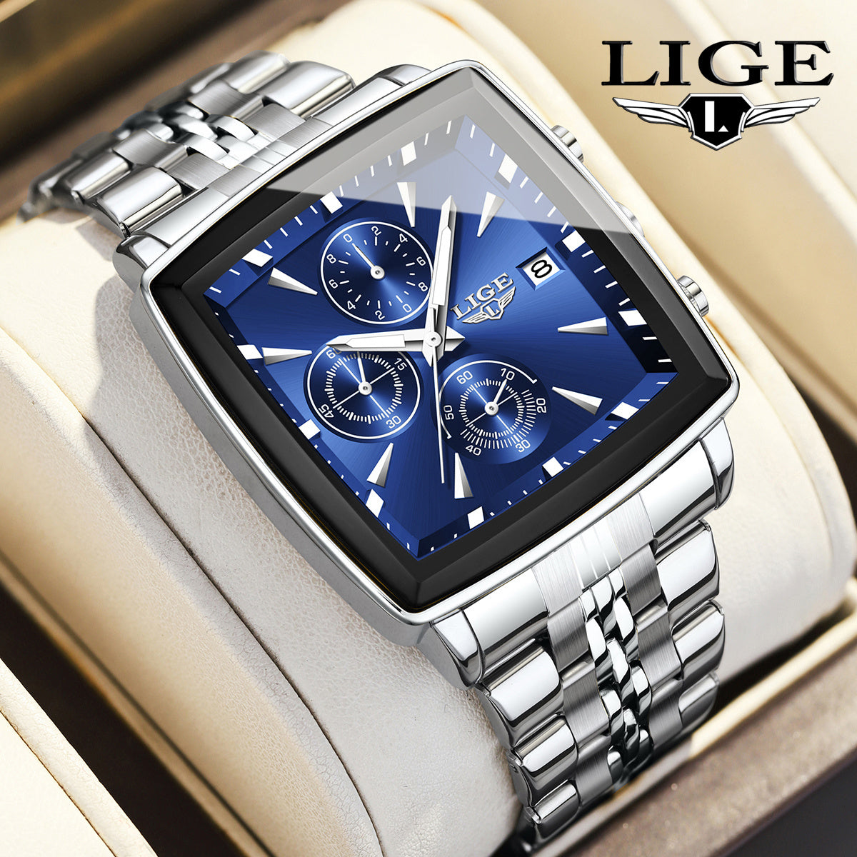 LIGE Men's Quartz Analog Watch With Calendar Display