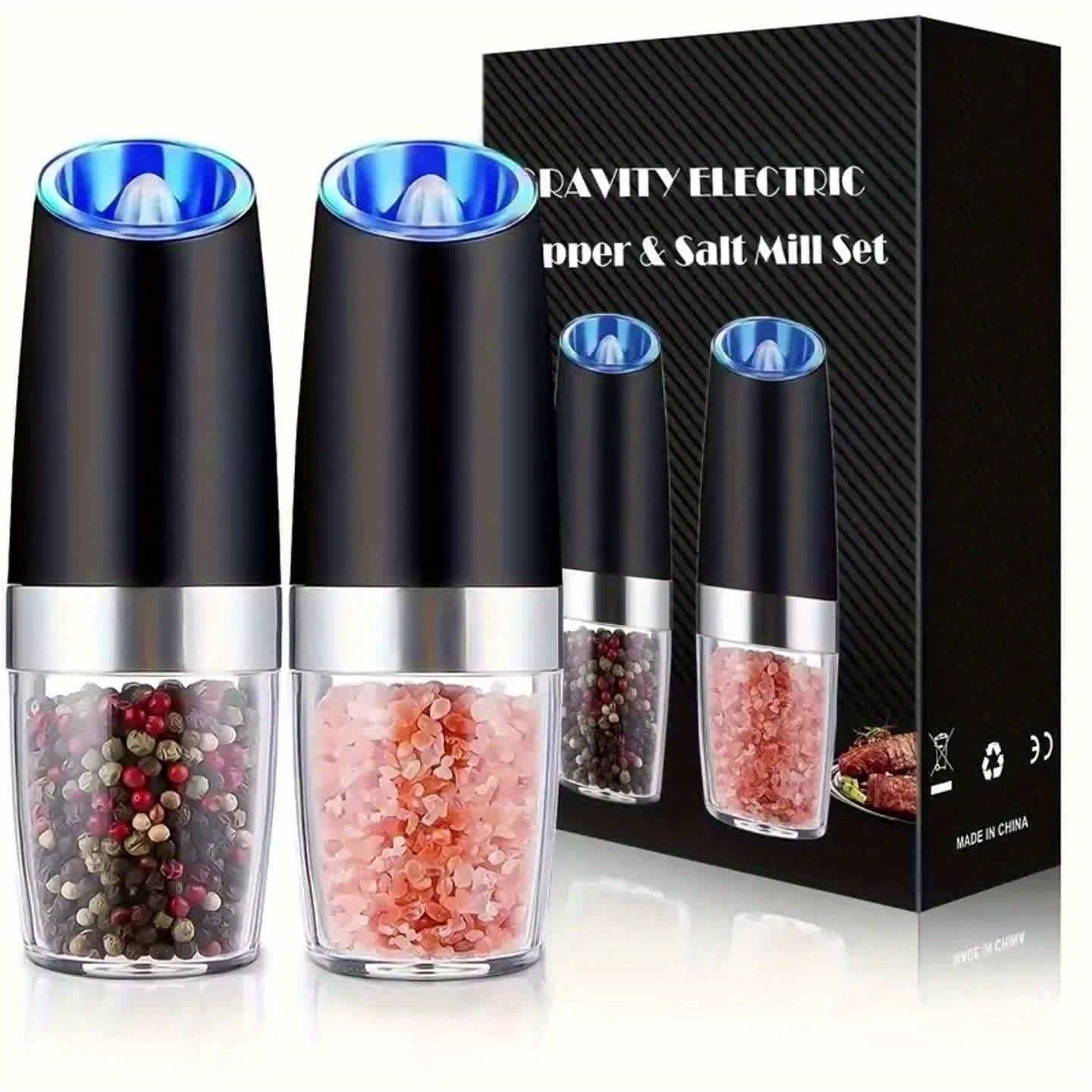 JIASLING Gravity Electric Salt And Pepper Grinder With LED Light