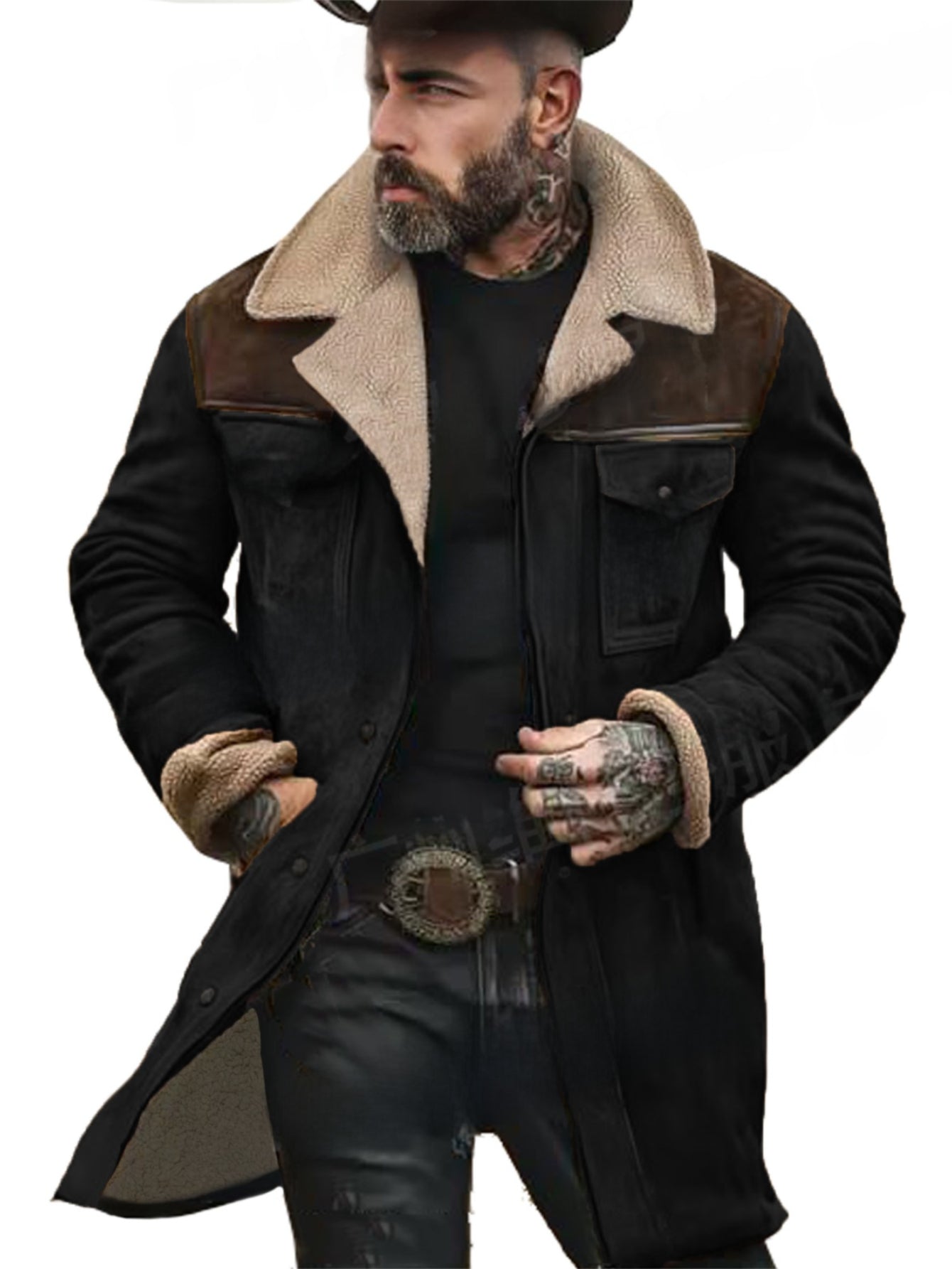 Men's Winter Single-Breasted Jacket With Multi-Pocket Design