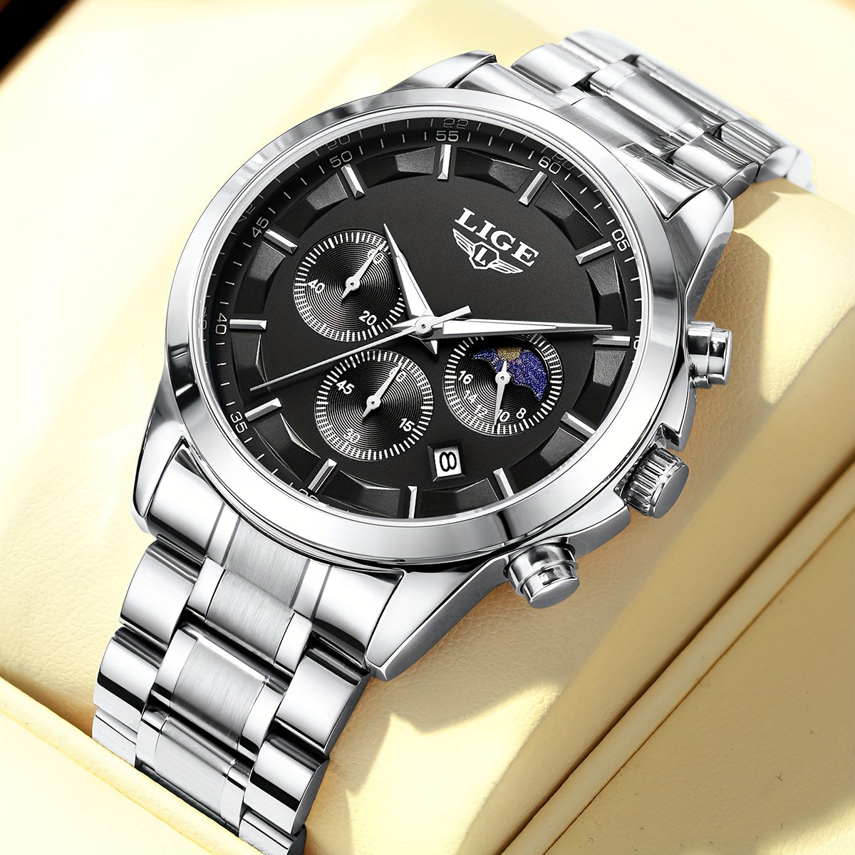 LIGE Luxury Analog Watch for Men and Women Stainless Steel