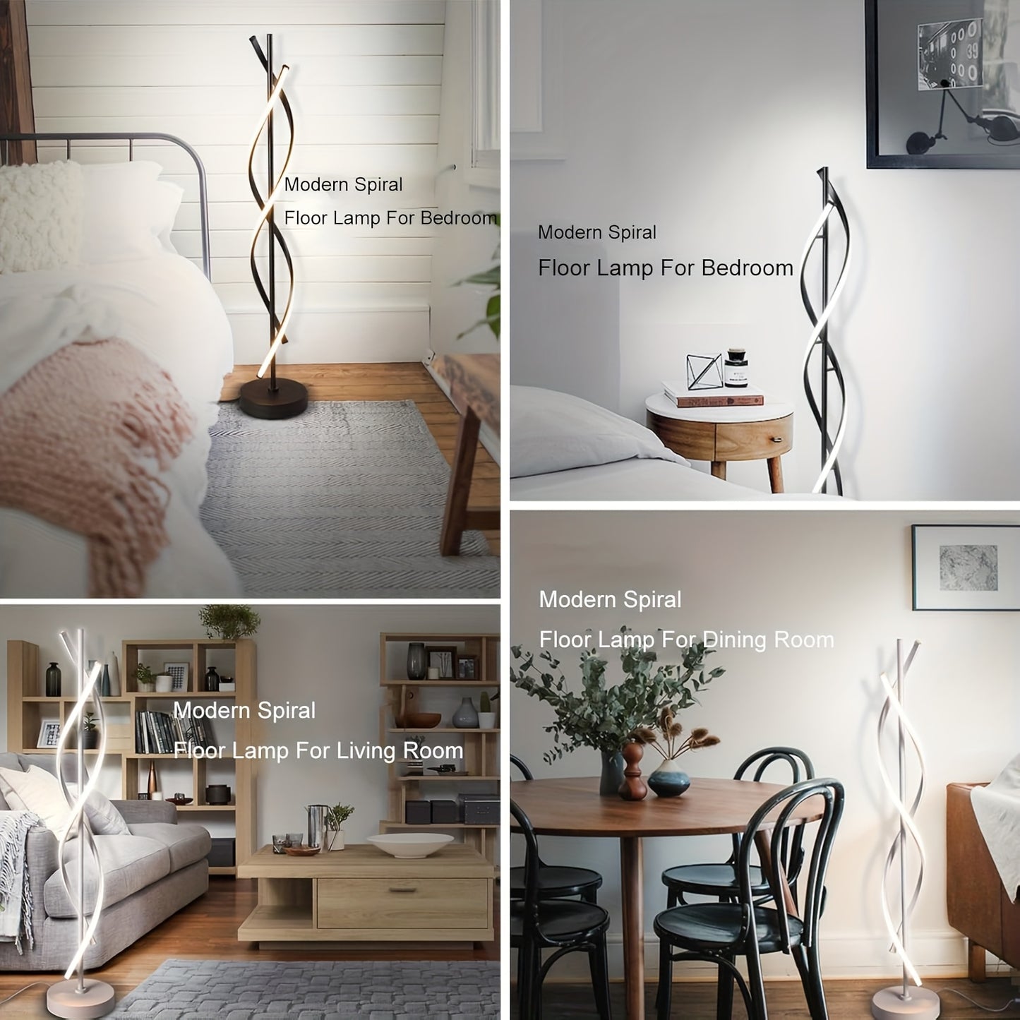 Spiral LED Floor Lamp Dimmable With Remote And Foot Switch