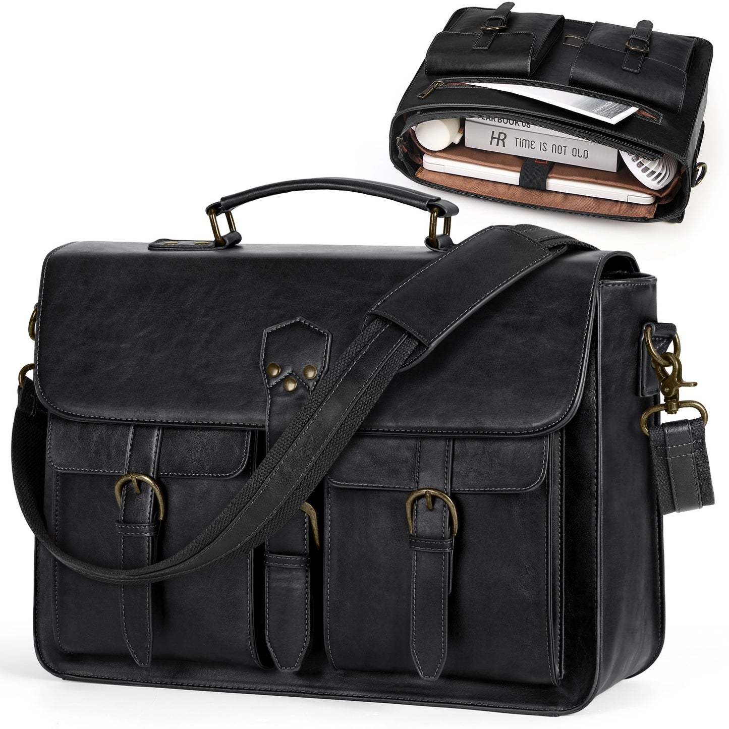 RAINSMORE Mens Crossbody Laptop Briefcase For Office Travel