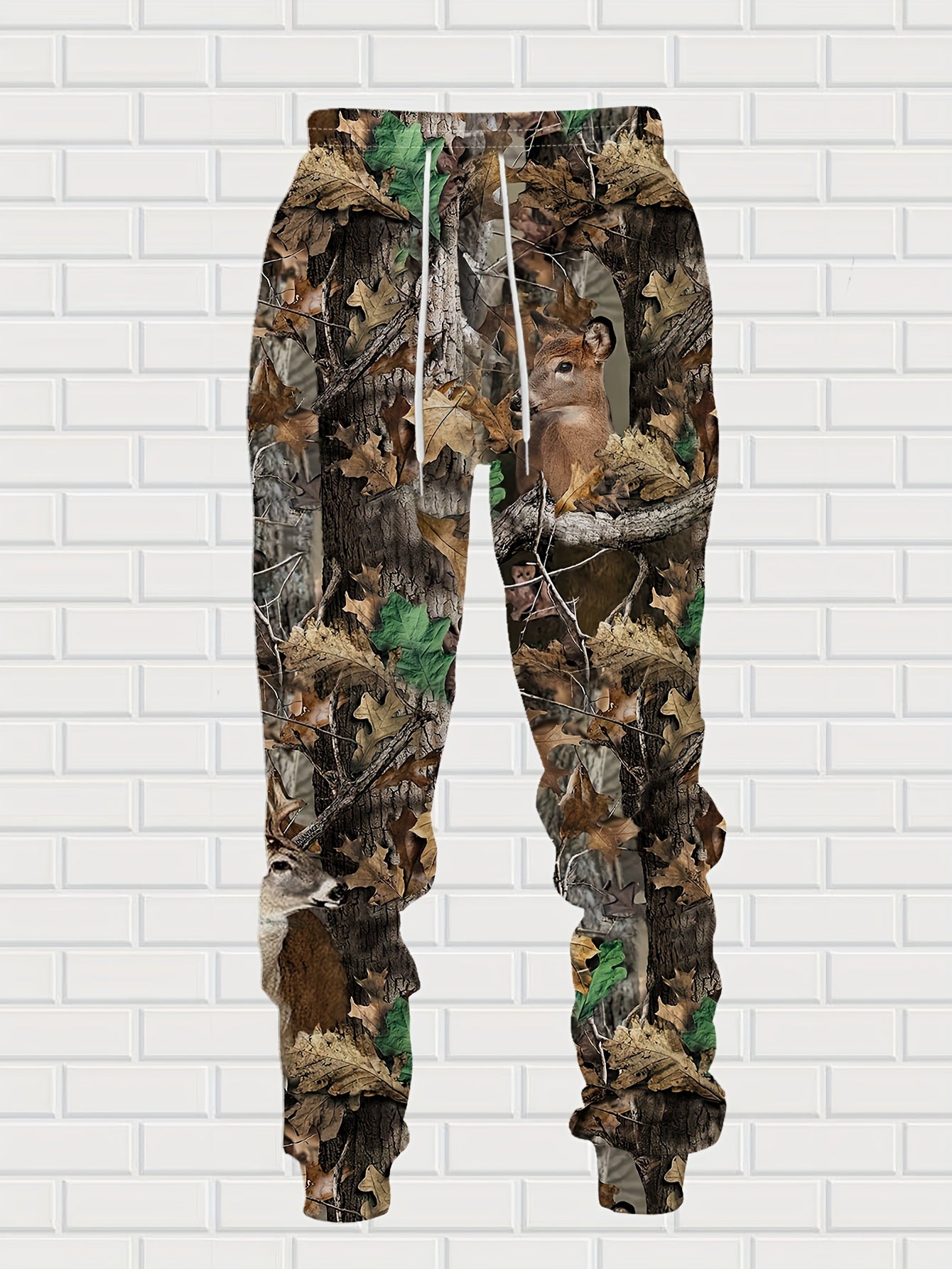 Men's Casual Hoodie And Pants Set With Forest Themed Prints