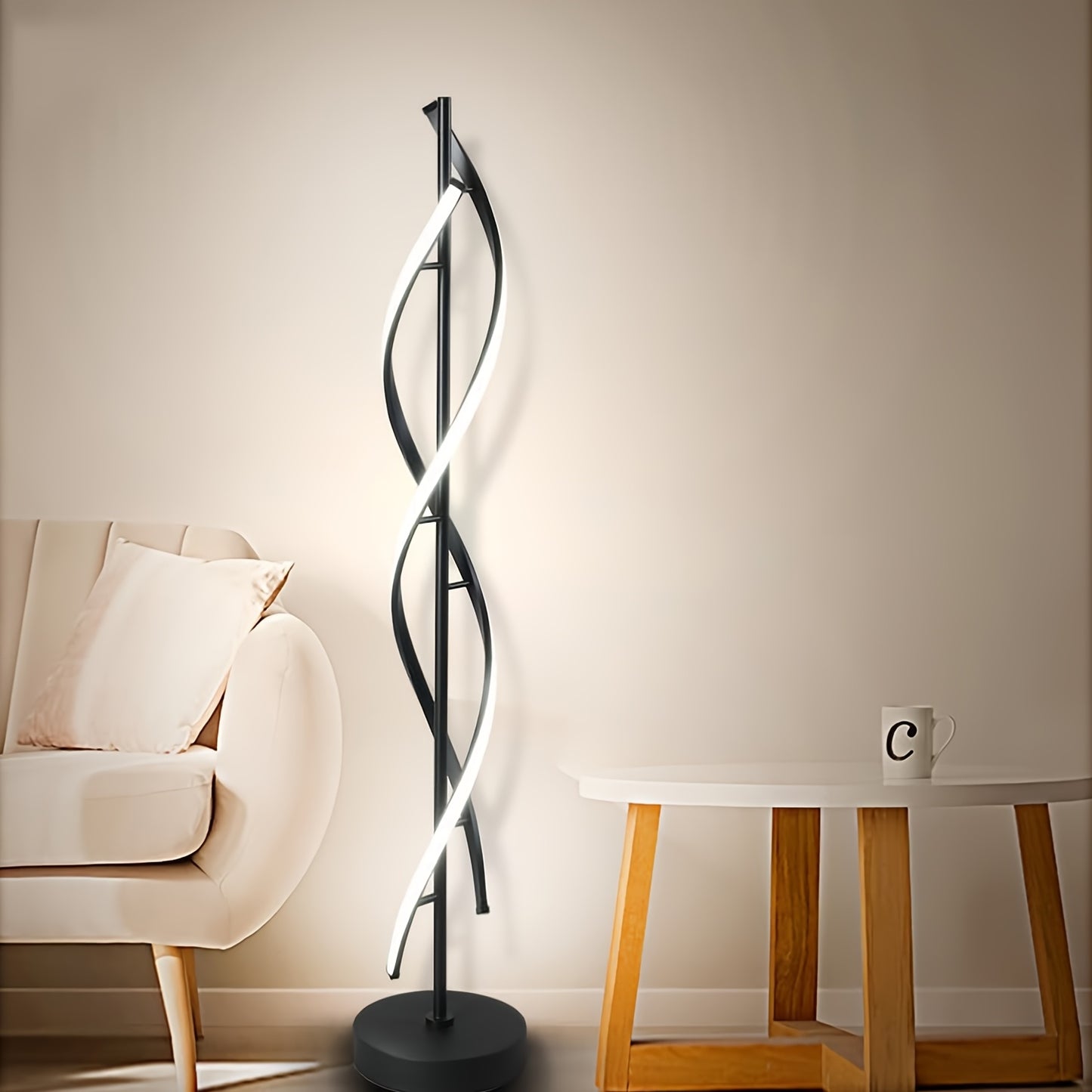 Spiral LED Floor Lamp Dimmable With Remote And Foot Switch