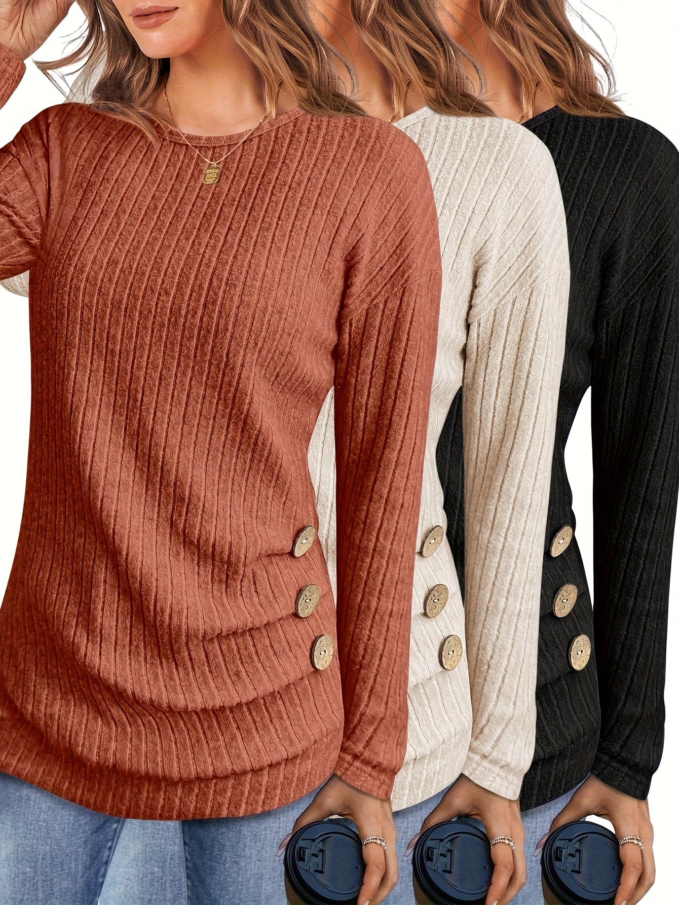 Women's Long Sleeve Cropped Button Shirt Lightweight Sweater