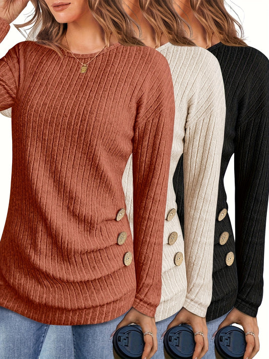 Women's Long Sleeve Cropped Button Shirt Lightweight Sweater