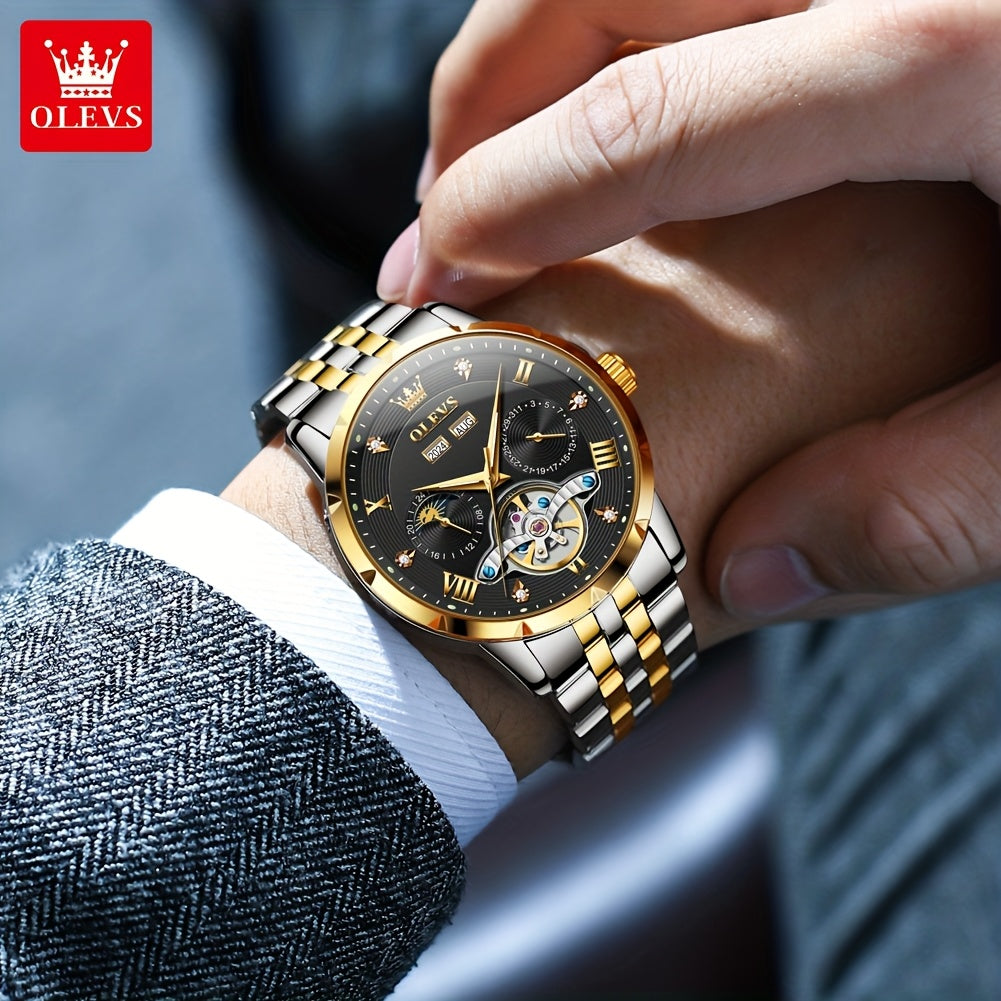 OLEVS Self Winding Stainless Steel Chronograph Watch Date Luminous Hands