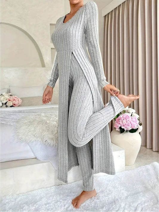 MORA QUIET Womens Fleece Two Piece Set Lounge Outfit With Wide Leg Pants