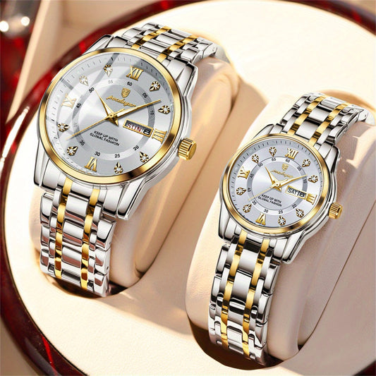 POEDAGAR Couple Watches Night Light Fashionable Timepiece Gift for Couples