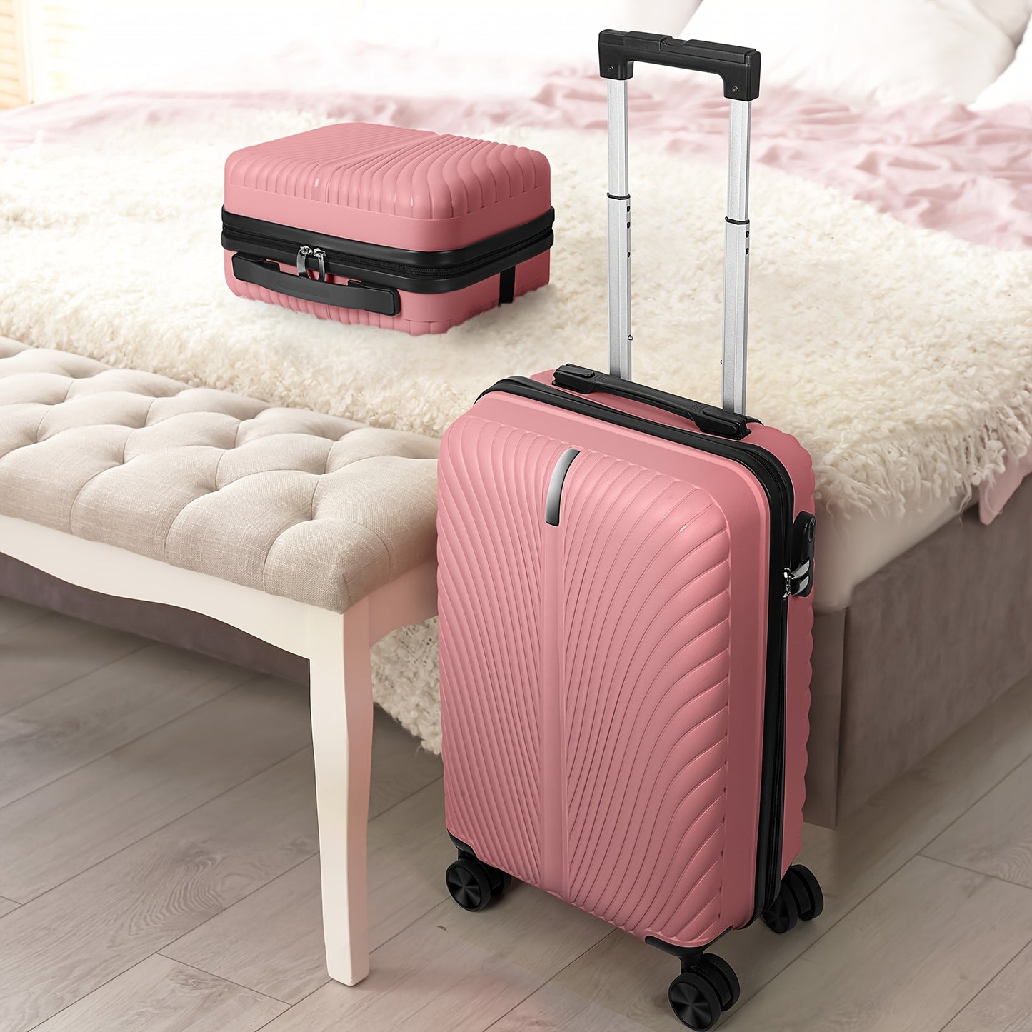 BTY Two Piece Luggage Set with Spinner Wheels Travel Case