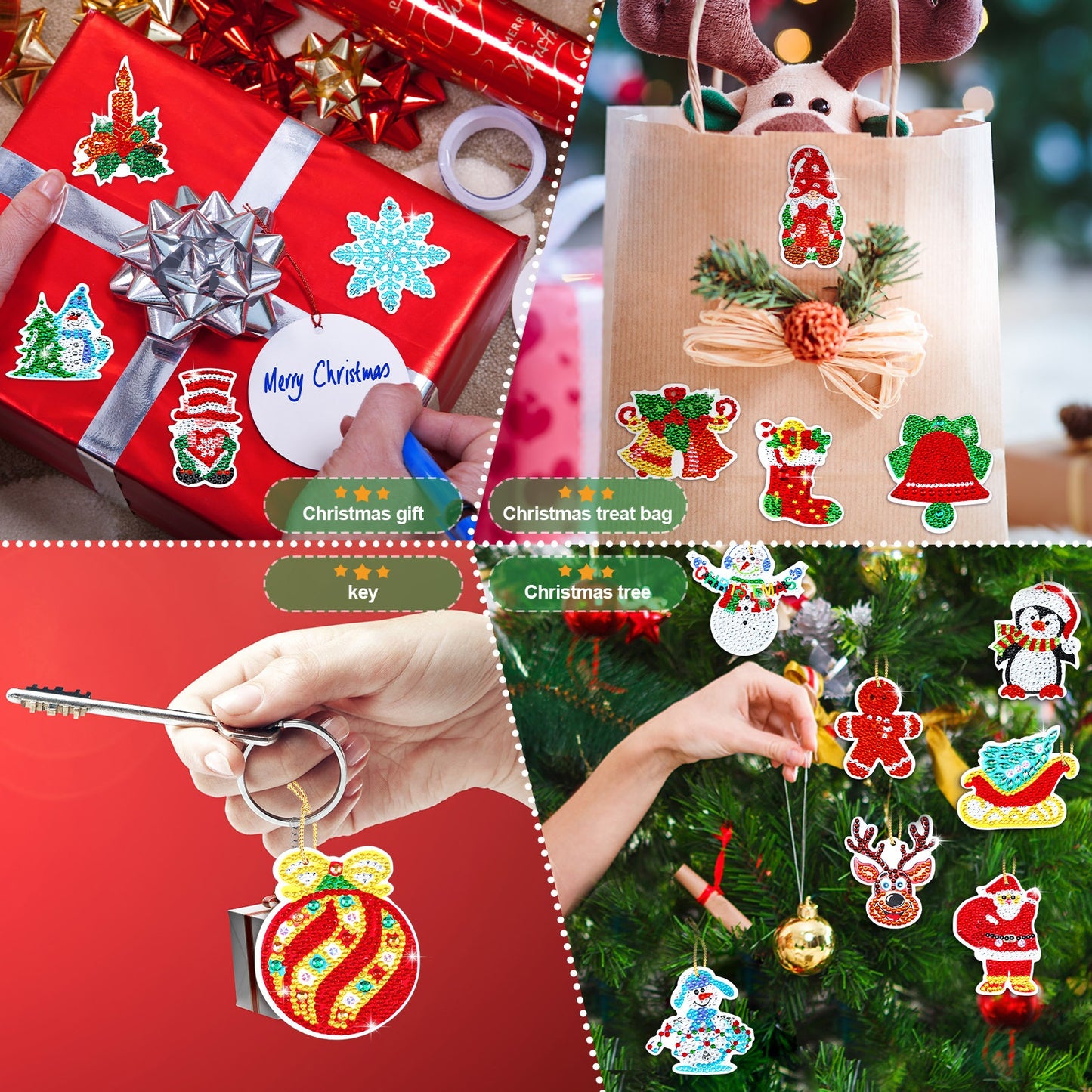 Chuangdi 64pc Diamond Art Ornament Kit For Christmas Craft