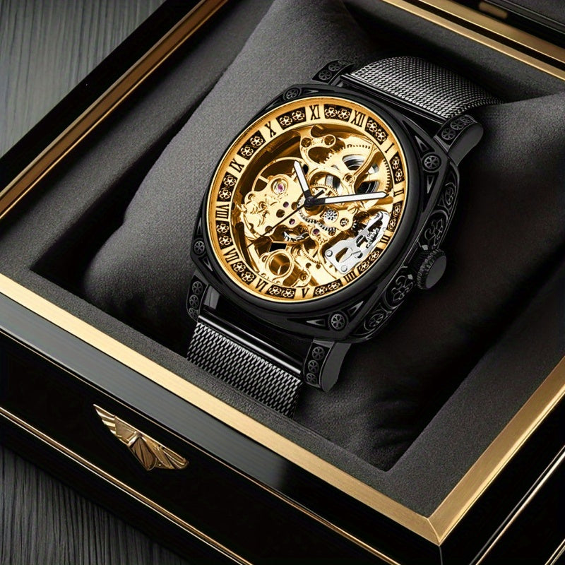 Mod Avant-Garde Automatic Mechanical Watch With Stainless Steel Mesh Strap