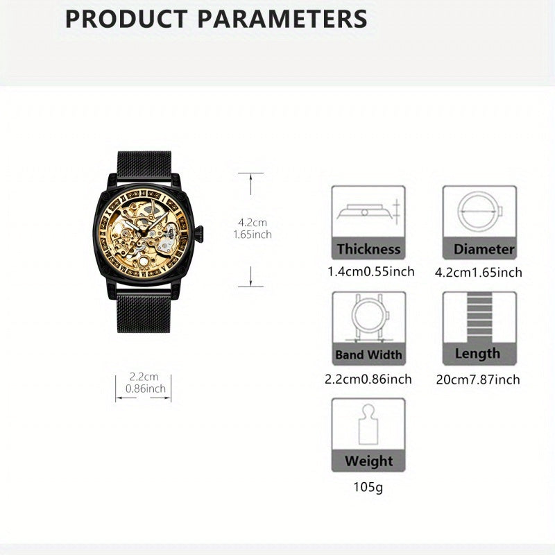 Mod Avant-Garde Automatic Mechanical Watch With Stainless Steel Mesh Strap