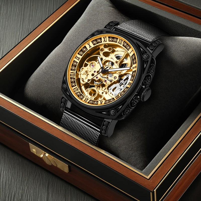 Mod Avant-Garde Automatic Mechanical Watch With Stainless Steel Mesh Strap