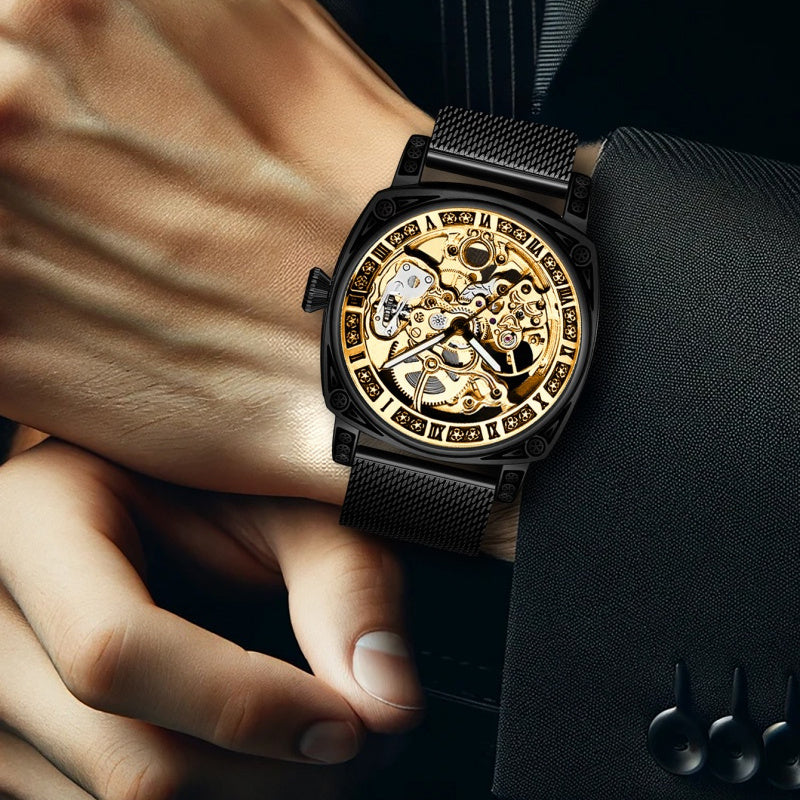 Mod Avant-Garde Automatic Mechanical Watch With Stainless Steel Mesh Strap