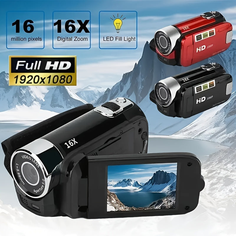 Latest 270° LED Flip Screen Camera: 16x Zoom, 1080P, 2.7" Display, HD Wide Angle. Perfect for Outdoor Shooting, Takes Photos, Uploads to Phone, Camera & Camcorder Combo Easy to Operate, Perfect Gift for Black Friday And Hall