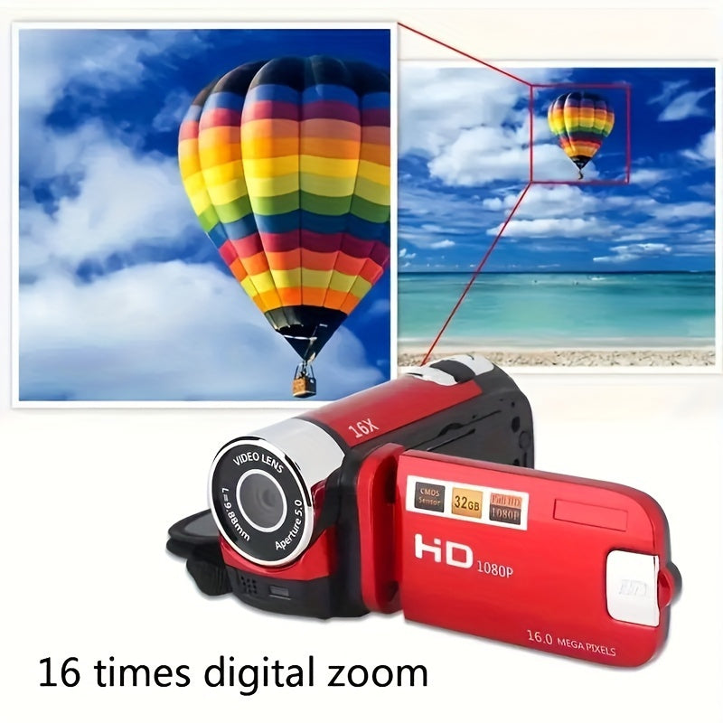 Latest 270° LED Flip Screen Camera: 16x Zoom, 1080P, 2.7" Display, HD Wide Angle. Perfect for Outdoor Shooting, Takes Photos, Uploads to Phone, Camera & Camcorder Combo Easy to Operate, Perfect Gift for Black Friday And Hall