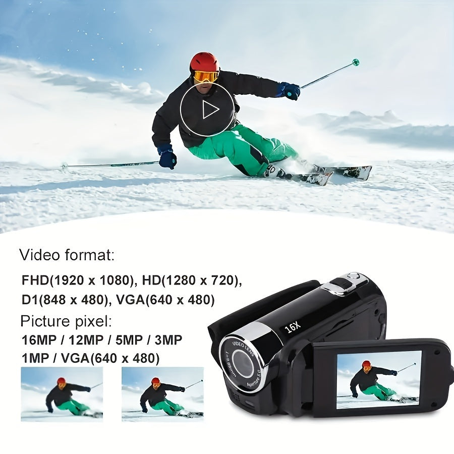Latest 270° LED Flip Screen Camera: 16x Zoom, 1080P, 2.7" Display, HD Wide Angle. Perfect for Outdoor Shooting, Takes Photos, Uploads to Phone, Camera & Camcorder Combo Easy to Operate, Perfect Gift for Black Friday And Hall