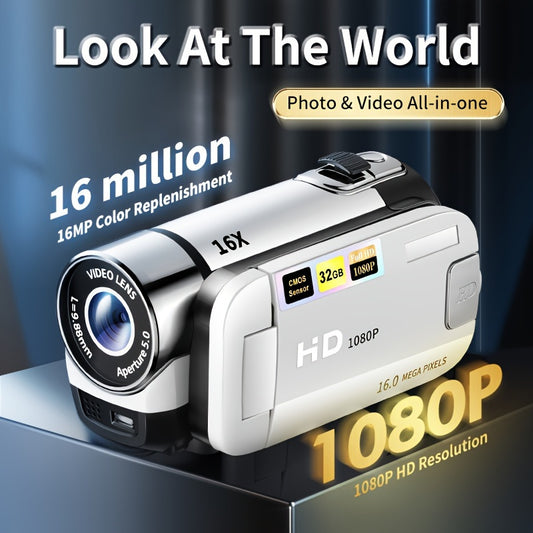 Latest 270° LED Flip Screen Camera: 16x Zoom, 1080P, 2.7" Display, HD Wide Angle. Perfect for Outdoor Shooting, Takes Photos, Uploads to Phone, Camera & Camcorder Combo Easy to Operate, Perfect Gift for Black Friday And Hall