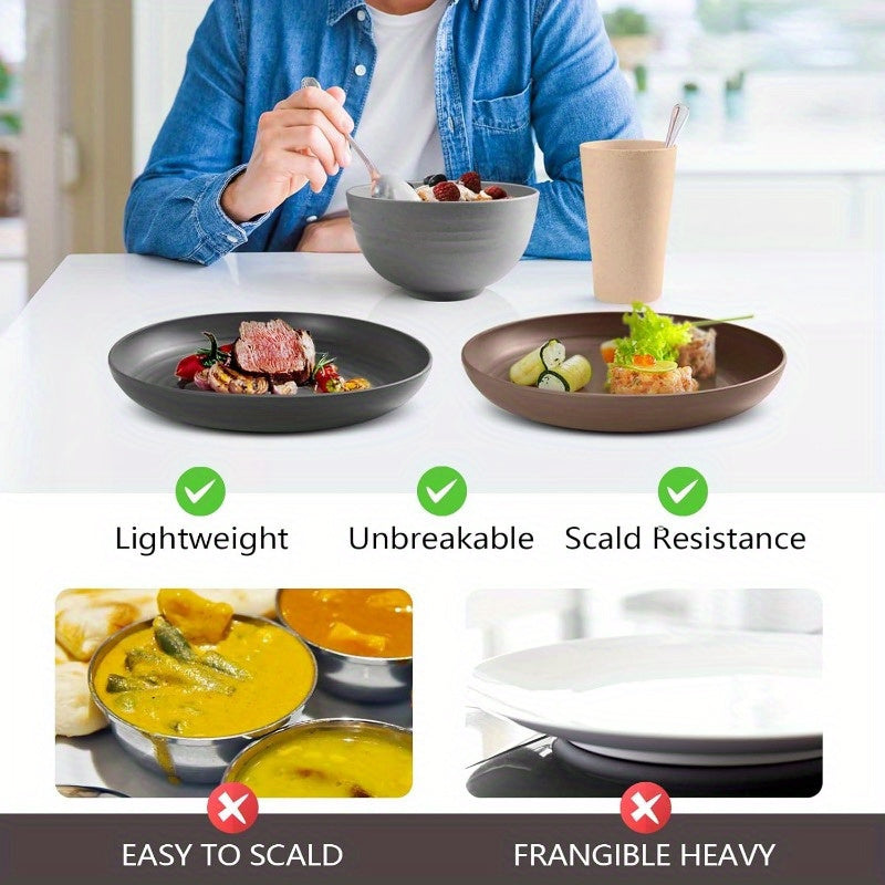 AYD Wheat Straw Dinnerware Set Service For 8 Dishwasher Safe