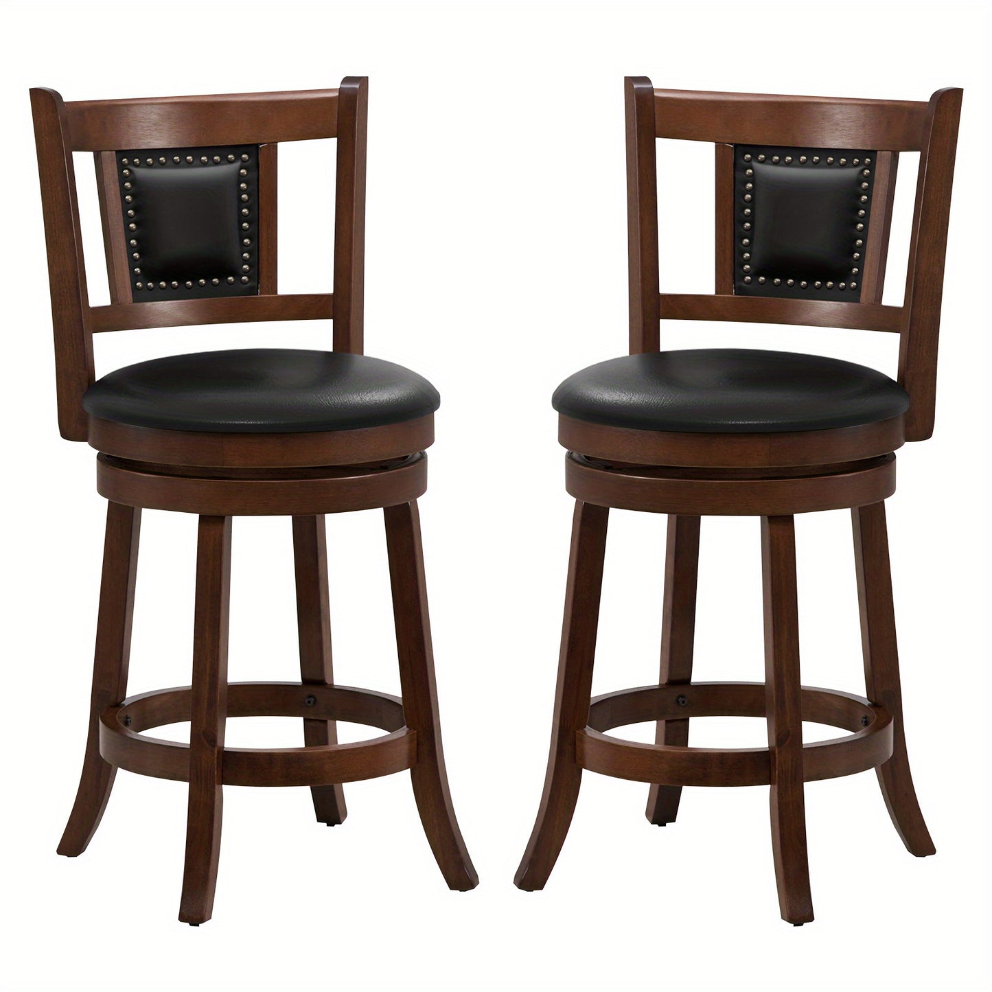 PETSITE Upholstered Bar Stools Set 360 Degree Swivel Curved Back