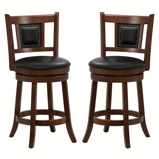 PETSITE Upholstered Bar Stools Set 360 Degree Swivel Curved Back