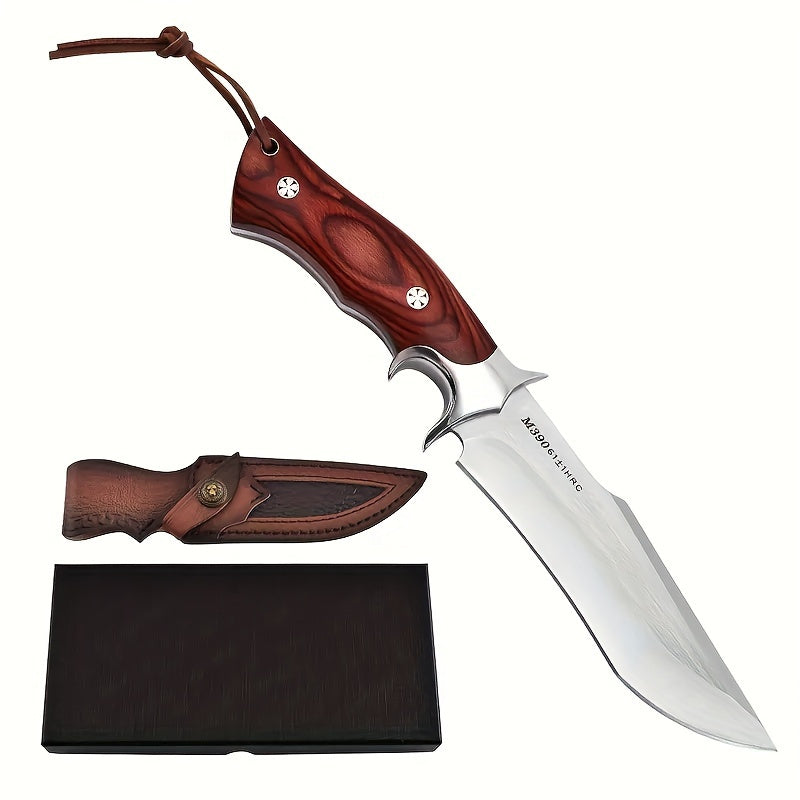 Damascus Hand Forged Fixed Blade Knife With Wooden Handle Sheath