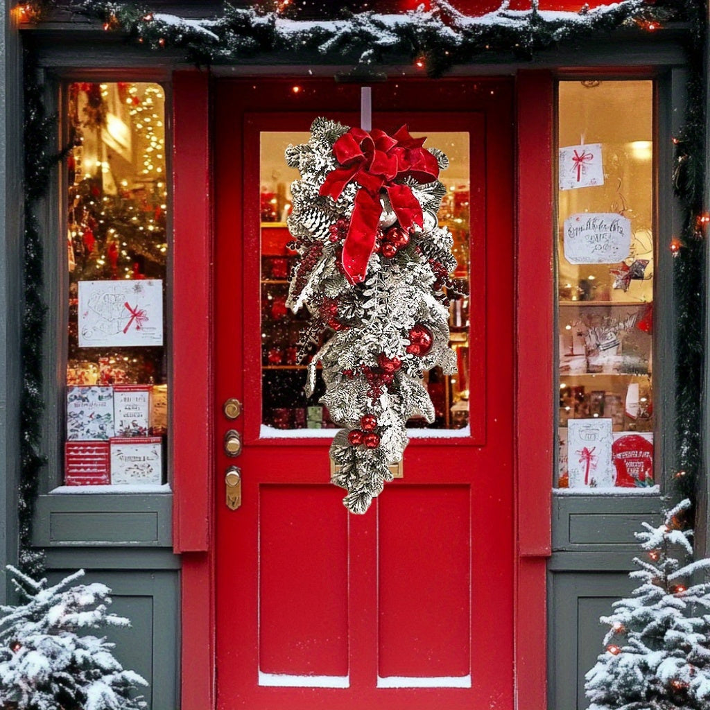 Artificial Christmas Teardrop Swags Wreath For Stair Railings