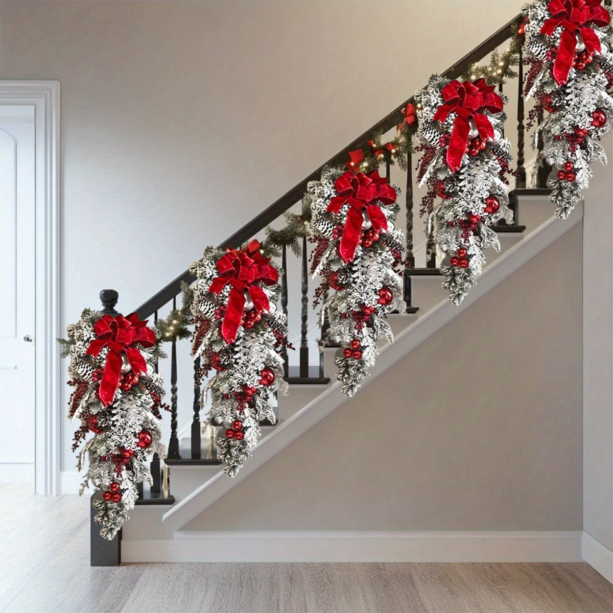 Artificial Christmas Wreaths Set Of 3 For Front Door Decor