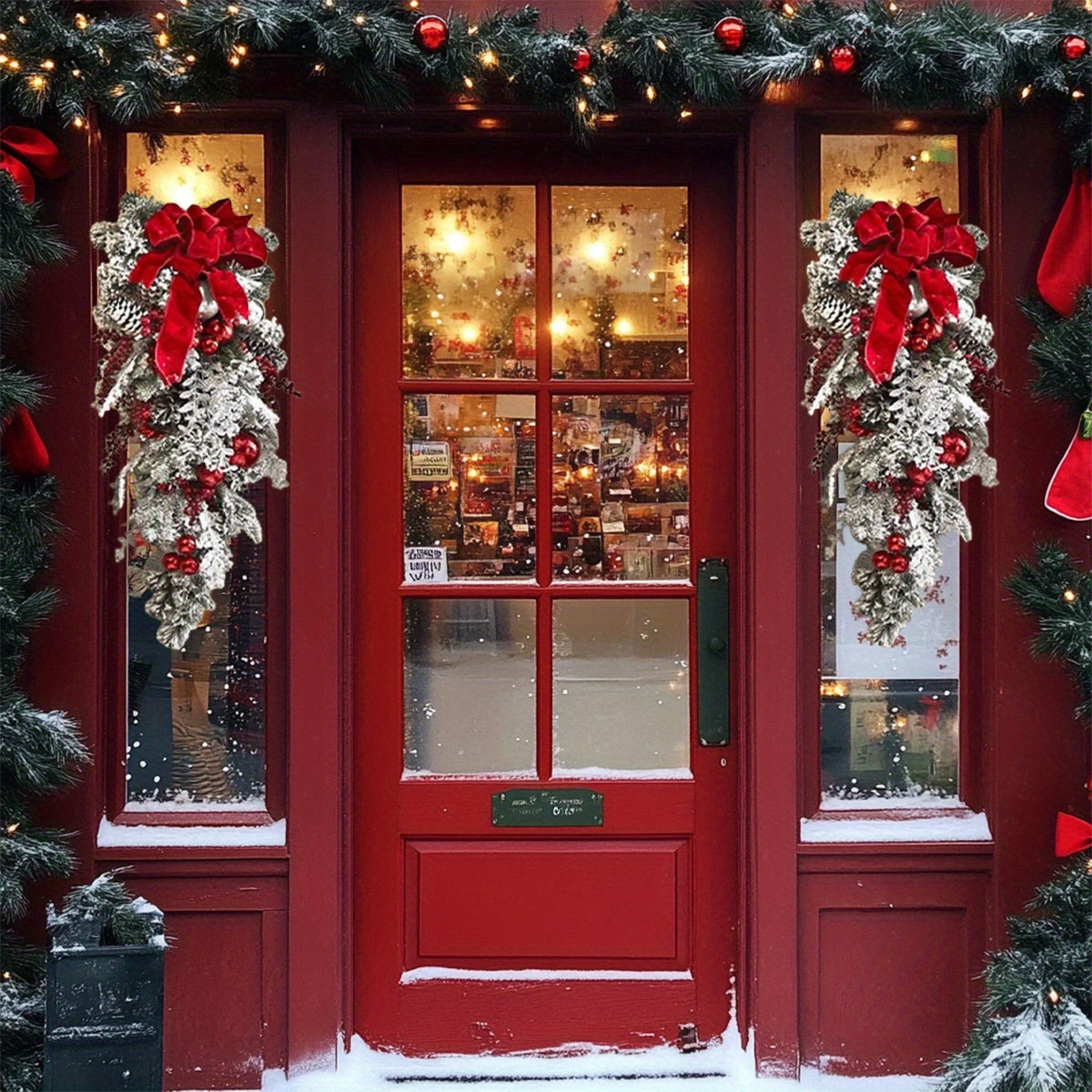 Artificial Christmas Wreaths Set Of 3 For Front Door Decor