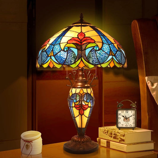 Txdefrig Stained Glass Art Deco Table Lamp With LED Bulbs
