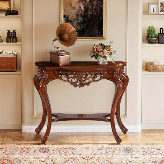 BYBLIGHT Victorian Half Moon Console Table With Cabriole Legs