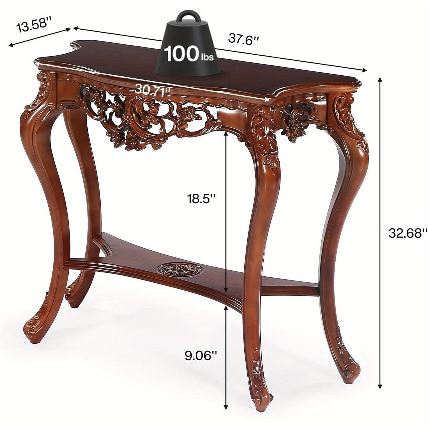 BYBLIGHT Victorian Half Moon Console Table With Cabriole Legs