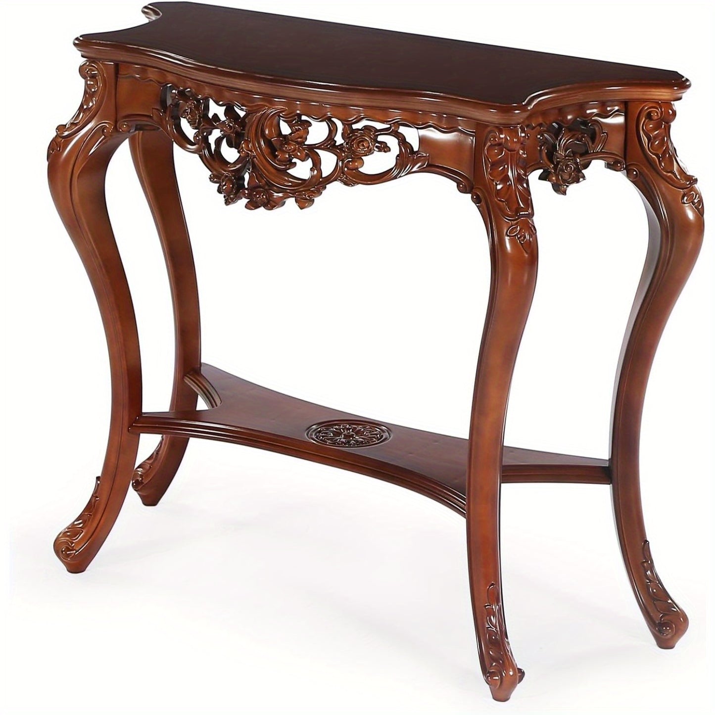 BYBLIGHT Victorian Half Moon Console Table With Cabriole Legs